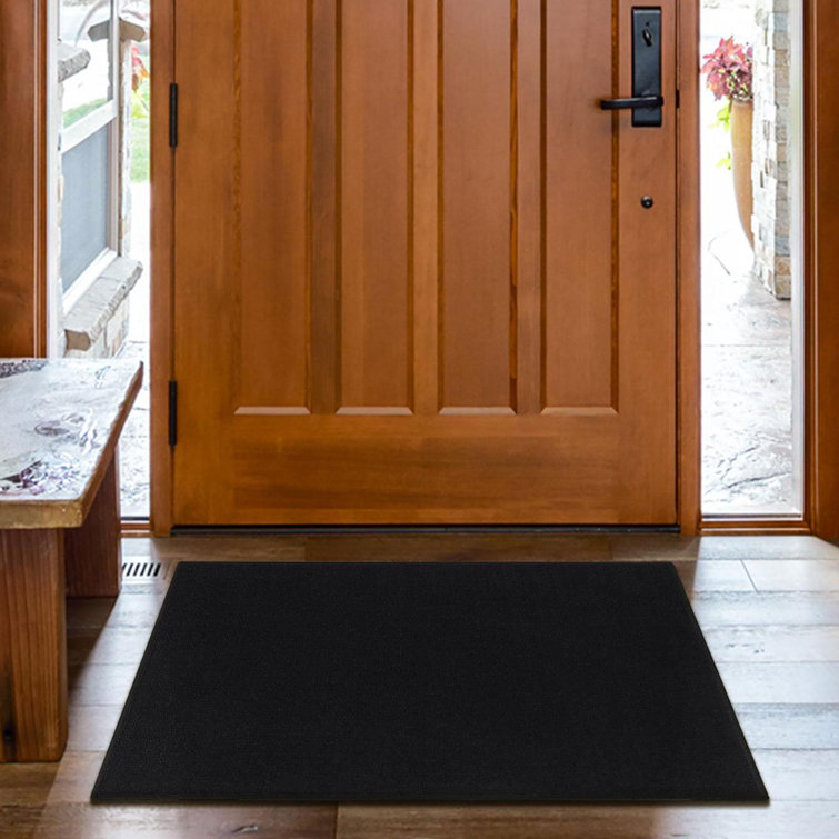 Ottomanson Machine Washable NonSlip Solid Black Kitchen Mat & Reviews